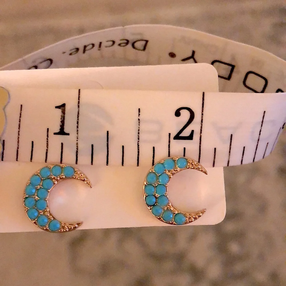 Adorable Moon Turquoise Boho Earrings